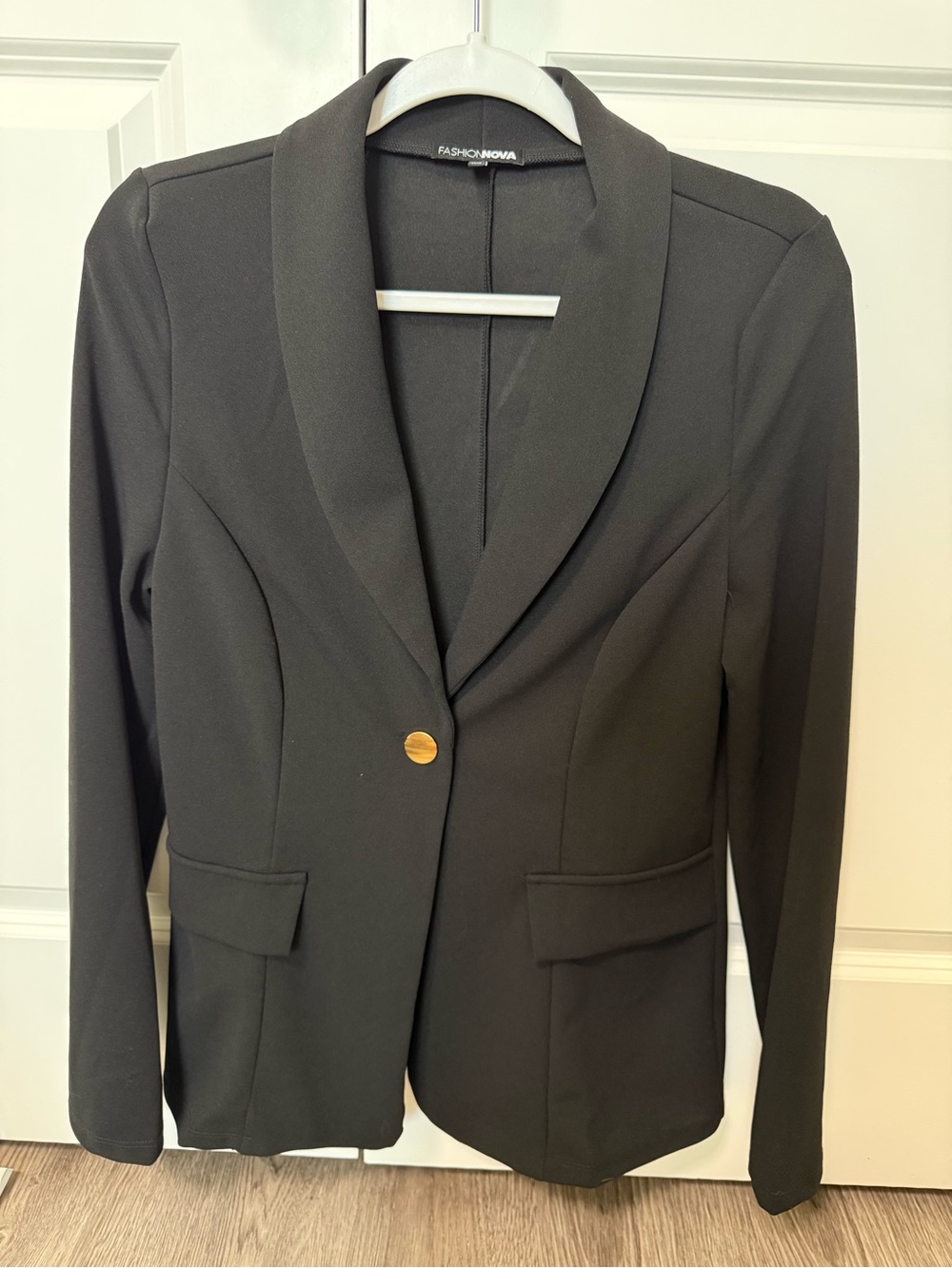 Fashion Nova Black Single-Button Shawl Collar Blazer